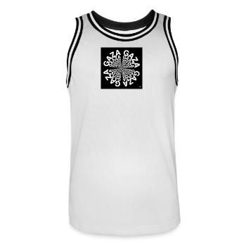 Hypnotic Typographic Spiral - Men's Basketball Jersey - white/black - Front - AI Model Male 185 dark (185cm)