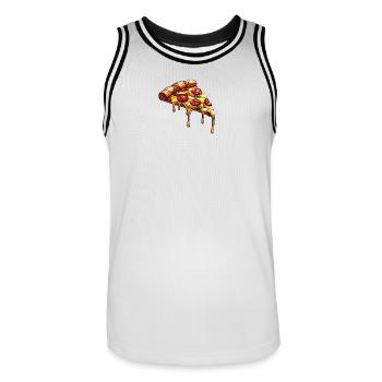 Glänzende Salami-Pizza mit Basilikum - Männer Basketball-Trikot - Weiß/Schwarz - Vorne - AI Model Male 185 dark (185cm)