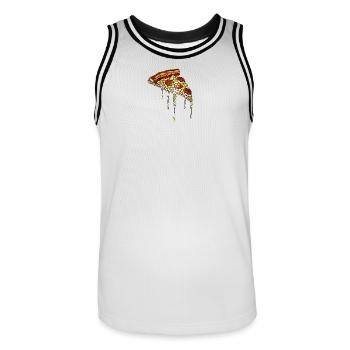Mosaïque de pizza : conception artistique de vitrail - Maillot de basket Homme - blanc/noir - Devant - AI Model Male 185 dark (185cm)