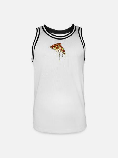 Pizza Mosaic: Artistic Stained Glass Design - Men's Basketball Jersey - white/black