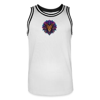 Löwen-Mandala-Blume - Männer Basketball-Trikot - Weiß/Schwarz - Vorne - AI Model Male 185 dark (185cm)