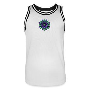 Fleur vert pourpre - Maillot de basket Homme - blanc/noir - Devant - AI Model Male 185 dark (185cm)