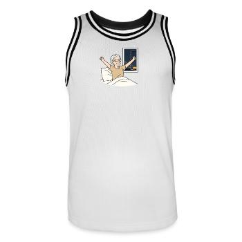 Oma Karin - Männer Basketball-Trikot - Weiß/Schwarz - Vorne - AI Model Male 185 dark (185cm)