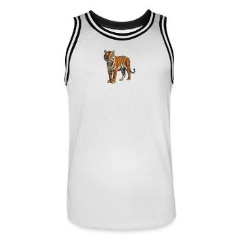 Portrait de tigre dans le style aquarelle - Maillot de basket Homme - blanc/noir - Devant - AI Model Male 185 dark (185cm)