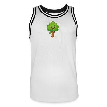 Cute Cartoon Tree – Funny Nature Motif for - Men's Basketball Jersey - white/black - Front - AI Model Male 185 dark (185cm)