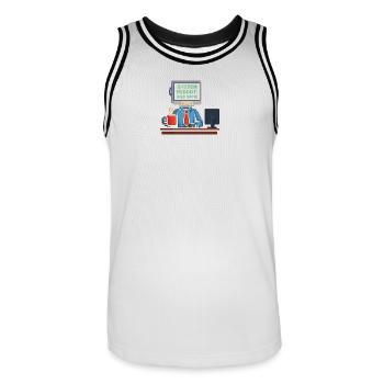system reboot need coffee - Männer Basketball-Trikot - Weiß/Schwarz - Vorne - AI Model Male 185 dark (185cm)