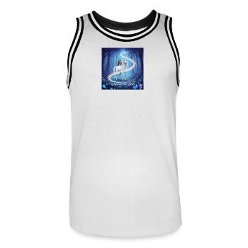 Wegweiser des Lichts im Unicornenwald - Männer Basketball-Trikot - Weiß/Schwarz - Vorne - AI Model Male 185 dark (185cm)