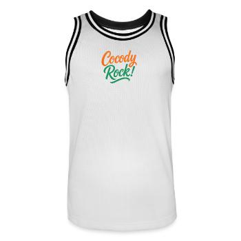 Cocody-Felsen - Männer Basketball-Trikot - Weiß/Schwarz - Vorne - AI Model Male 185 dark (185cm)