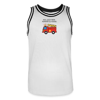 Best Firefighter Dad in the World - Men's Basketball Jersey - white/black - Front - AI Model Male 185 dark (185cm)