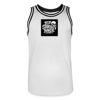 107 Straßen Bande Skull - Männer Basketball-Trikot - Weiß/Schwarz - Vorne - AI Model Male 185 dark (185cm)