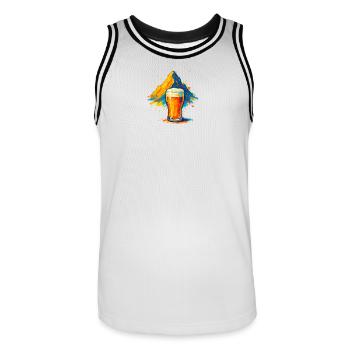 Biergipfel Farbexplosion - Männer Basketball-Trikot - Weiß/Schwarz - Vorne - AI Model Male 185 dark (185cm)