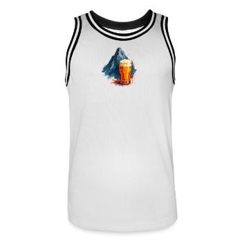 Bier und Bergpanorama - Männer Basketball-Trikot - Weiß/Schwarz - Vorne - AI Model Male 185 dark (185cm)