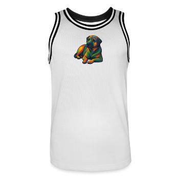 Chien Kangal - Maillot de basket Homme - blanc/noir - Devant - AI Model Male 185 dark (185cm)
