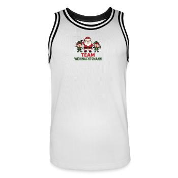 Team Santa Claus Trio Funny Cartoon Motif - Men's Basketball Jersey - white/black - Front - AI Model Male 185 dark (185cm)