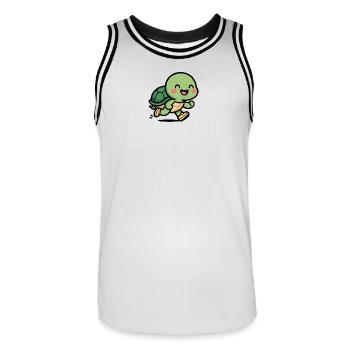 Sourire de coureur de tortue - Maillot de basket Homme - blanc/noir - Devant - AI Model Male 185 dark (185cm)