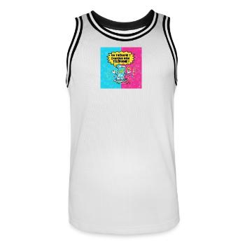 Thérapie Numérique: Charger Mon Tel - Maillot de basket Homme - blanc/noir - Devant - AI Model Male 185 dark (185cm)