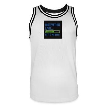 Motivation loads... Please wait - Men's Basketball Jersey - white/black - Front - AI Model Male 185 dark (185cm)