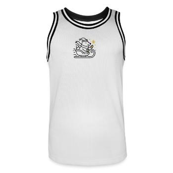 Christmas Mouse on Sleigh - Men's Basketball Jersey - white/black - Front - AI Model Male 185 dark (185cm)