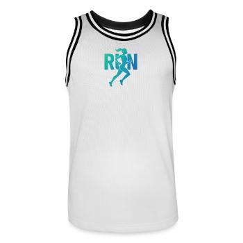 Beautiful female athlete - Men's Basketball Jersey - white/black - Front - AI Model Male 185 dark (185cm)