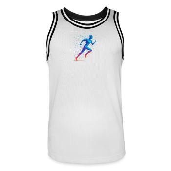 Piste géométrique au néon - Maillot de basket Homme - blanc/noir - Devant - AI Model Male 185 dark (185cm)