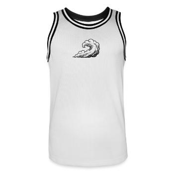 Swirl Cyclone Cloud Graphic - Men's Basketball Jersey - white/black - Front - AI Model Male 185 dark (185cm)