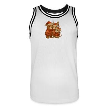 hase_Maus_Baer - Men's Basketball Jersey - white/black - Front - AI Model Male 185 dark (185cm)