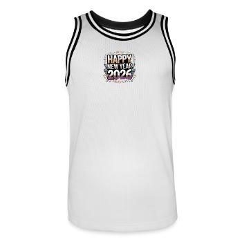 Célébration de la bonne année 2026 - Maillot de basket Homme - blanc/noir - Devant - AI Model Male 185 dark (185cm)