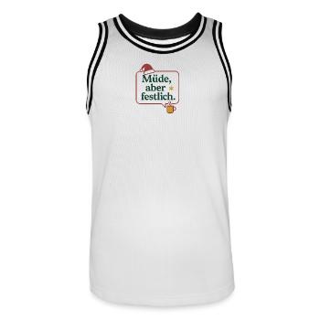Müde, aber festlich - Männer Basketball-Trikot - Weiß/Schwarz - Vorne - AI Model Male 185 dark (185cm)