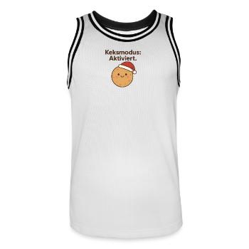 Keksmodus: Aktiviert. - Männer Basketball-Trikot - Weiß/Schwarz - Vorne - AI Model Male 185 dark (185cm)
