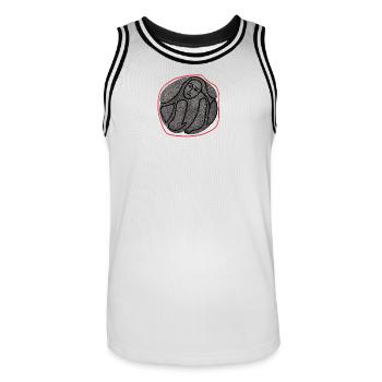Melancholisches Wesen im Kreis - Männer Basketball-Trikot - Weiß/Schwarz - Vorne - AI Model Male 185 dark (185cm)
