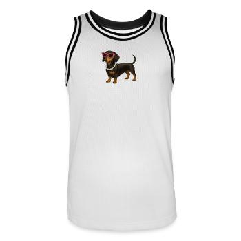 Dachshund Diva Pink Sunglasses - Men's Basketball Jersey - white/black - Front - AI Model Male 185 dark (185cm)
