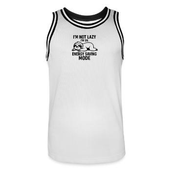 Sloth Power Saving Mode - Men's Basketball Jersey - white/black - Front - AI Model Male 185 dark (185cm)