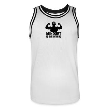 KopfPower Muskeln: Mindset Ist Alles - Maillot de basket Homme - blanc/noir - Devant - AI Model Male 185 dark (185cm)
