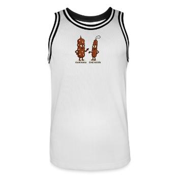Streitende Cousins Churchkhela vs. Ceviz Sucuğu - Männer Basketball-Trikot - Weiß/Schwarz - Vorne - AI Model Male 185 dark (185cm)