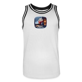 Winter Eule: Ich bleib drin - Männer Basketball-Trikot - Weiß/Schwarz - Vorne - AI Model Male 185 dark (185cm)