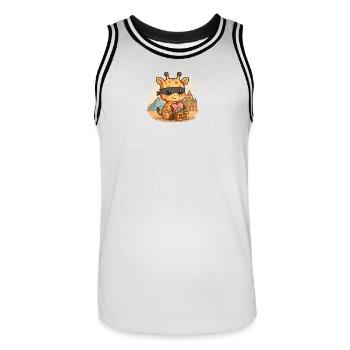 Giraffe Kawaii Bandit – Treasure Thief from the Louvre - Men's Basketball Jersey - white/black - Front - AI Model Male 185 dark (185cm)