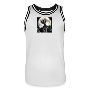 Morts-vivants au clair de lune – Zombie sous la pleine lune - Maillot de basket Homme - blanc/noir - Devant - AI Model Male 185 dark (185cm)