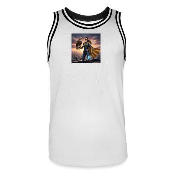 Héroïne Aigle Urbaine - Maillot de basket Homme - blanc/noir - Devant - AI Model Male 185 dark (185cm)