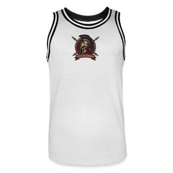 Spartanische Stärke Helm Schild - Männer Basketball-Trikot - Weiß/Schwarz - Vorne - AI Model Male 185 dark (185cm)