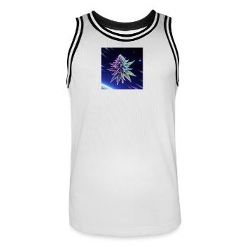 Neon Weltraum Cannabis Blatt - Männer Basketball-Trikot - Weiß/Schwarz - Vorne - AI Model Male 185 dark (185cm)