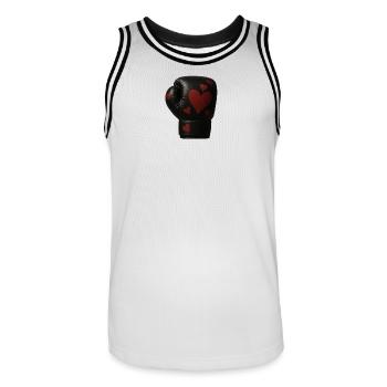 Gant de boxe avec des cœurs - Maillot de basket Homme - blanc/noir - Devant - AI Model Male 185 dark (185cm)