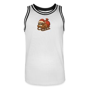 Cooles Weihnachtsfaultier auf Schlitten - Männer Basketball-Trikot - Weiß/Schwarz - Vorne - AI Model Male 185 dark (185cm)