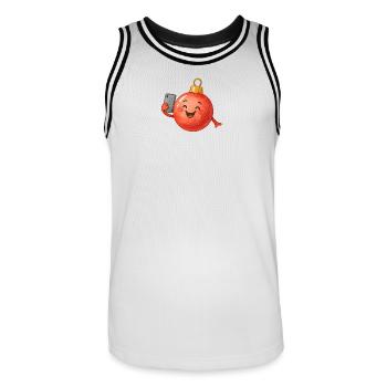 Fröhliche Weihnachtskugel Selfie - Männer Basketball-Trikot - Weiß/Schwarz - Vorne - AI Model Male 185 dark (185cm)