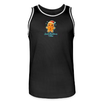 Christmas gingerbread with Santa hat - Men's Basketball Jersey - black/white - Front - AI Model Male 185 dark (185cm)