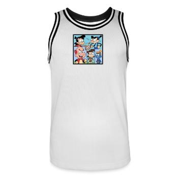 Retro Multicolor Comics Collage - Men's Basketball Jersey - white/black - Front - AI Model Male 185 dark (185cm)