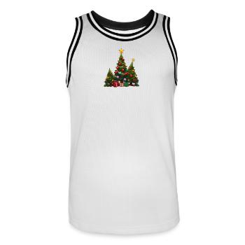 Festive fir trees with gifts - Men's Basketball Jersey - white/black - Front - AI Model Male 185 dark (185cm)