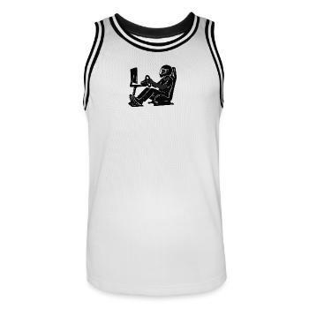 Sim Racer Driver Silhouette Gaming - Men's Basketball Jersey - white/black - Front - AI Model Male 185 dark (185cm)