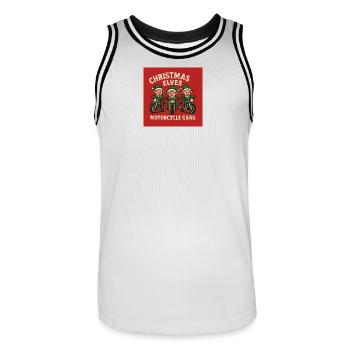 Elven motorcycle gang at Christmas time - Men's Basketball Jersey - white/black - Front - AI Model Male 185 dark (185cm)
