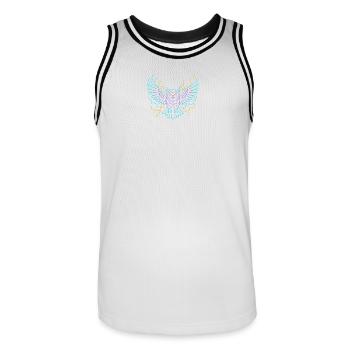 Neon Owl with Lightning Bolts - Men's Basketball Jersey - white/black - Front - AI Model Male 185 dark (185cm)