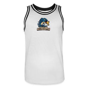Killerkarpfen Siegersieg Motiv - Männer Basketball-Trikot - Weiß/Schwarz - Vorne - AI Model Male 185 dark (185cm)